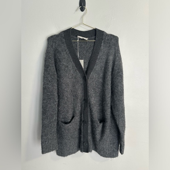 Everlane The Superfuzz Alpaca Cardigan in Dark Charcoal size Small. New with tag - Picture 8 of 14